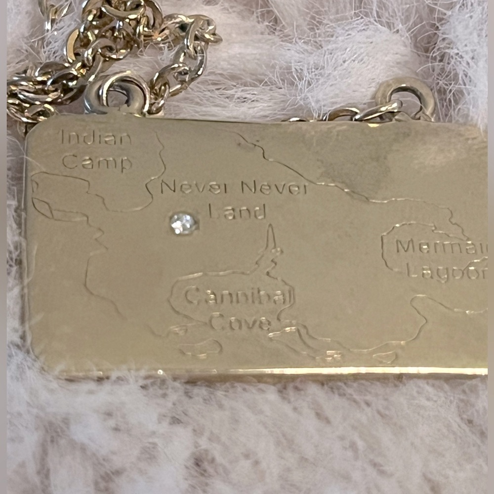 Neverland Map Necklace Diamond Gold Plated Silver